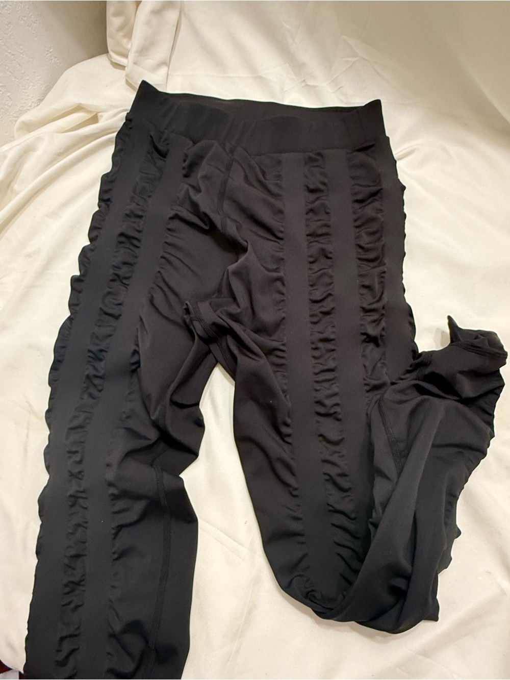 Skinnify Black Ruffle-Trim Leggings for Women Size L